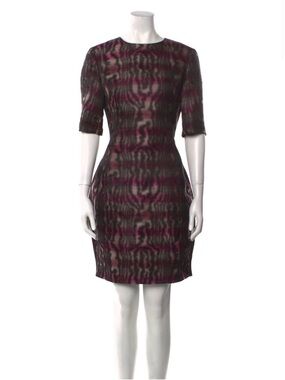 Christian Dior Raf Simons Era Plum and Black Patterned Midi Sheath Dress